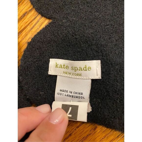 Kate spade merino wool scalloped black scarf - Picture 3 of 4